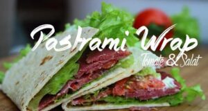 Wie du einen leckeren Pastrami Wrap mit Tomate & Salat baust Header mit Titel