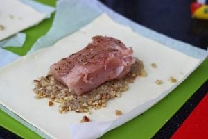 Living BBQ Maronen Hähnchenbrustfilet Wellinton Fleisch auflegen