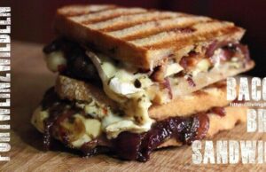 Bacon Brie Sandwich mit Portweinzwiebeln Brie Panini Header