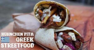 Griechisches Streetfood: Hühnchen Pita mit Pommes Hühnchen Pita mit Pommes