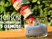 Griechische Hähnchen Spieße mit Gemüse und Tzatziki