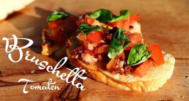klassisches Bruschetta mit Tomate und Basilikum