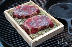 Rückwärts Steak grillen in der Axtschlag Heu Garschale / Aromatic Herbs Rückwärts Steak grillen Axtschlag Heu Garschale