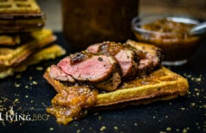 Kartoffelwaffeln als Beilage zur Entenbrust mit Mango Chutney Entenbrust mit Mangochutney und Kartoffelwaffel
