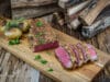 Rumpsteak vom Black Angus Rind (G.O.P) mit Champignon Cheddar Kruste Rumpsteak mit Champignons Topping