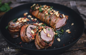 Schweinefilet mit Bacon und Spinat